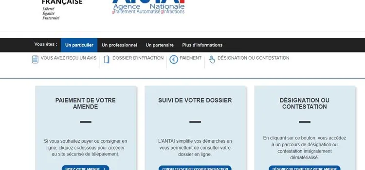 Paiement d'amende en ligne sur le site de l’ANTAI